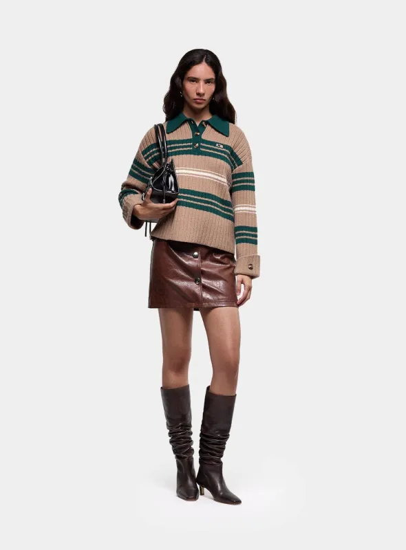 GRAZ GREEN STRIPED POLO KNIT sold by LAAGAM