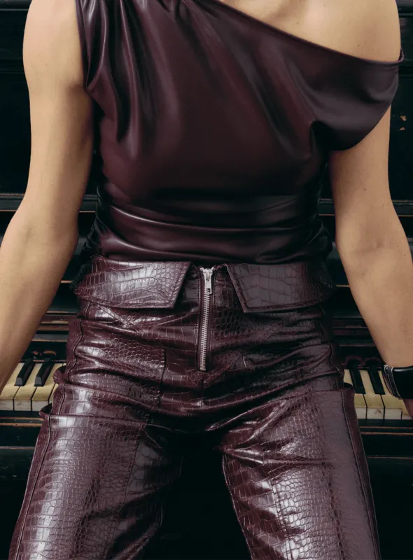 IVONE PLUM ASYMMETRIC TOP sold by LAAGAM