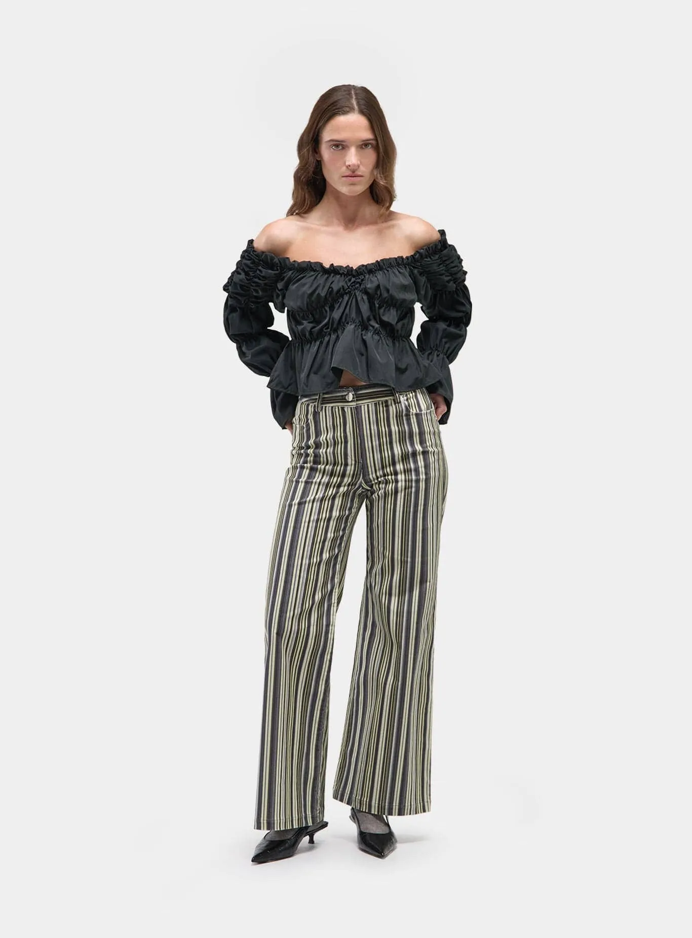 HOLLY CORDUROY GREY STRIPED PANTS sold by LAAGAM