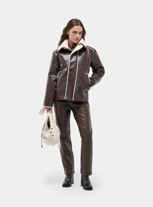 NORA BROWN SHEARLING MEDIUM COAT sold by LAAGAM