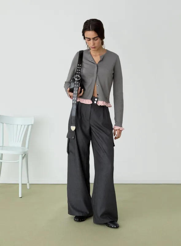 TIRSA GREY CARGO PANTS made by LAAGAM