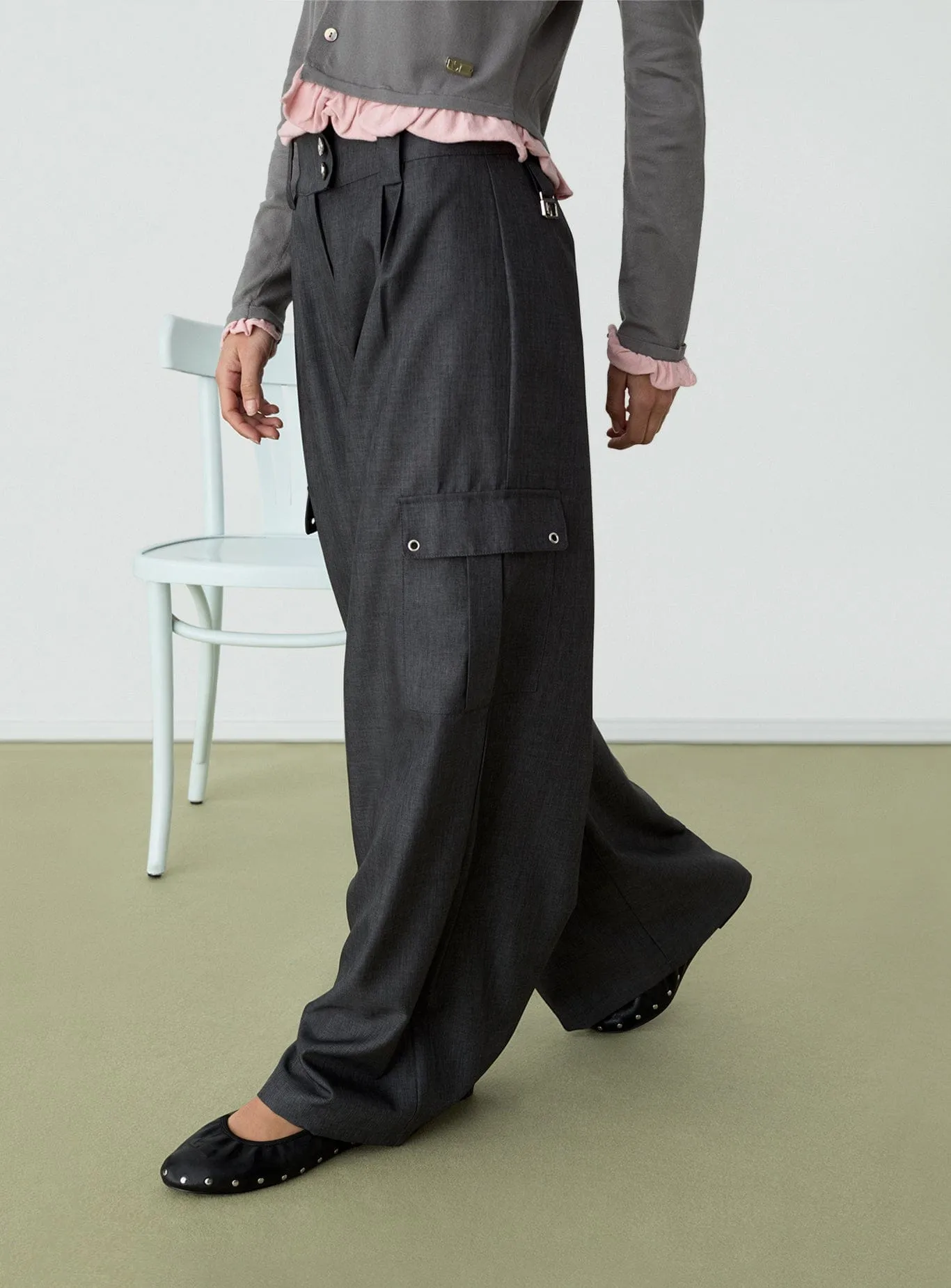 TIRSA GREY CARGO PANTS sold by LAAGAM product image thumbnail 2