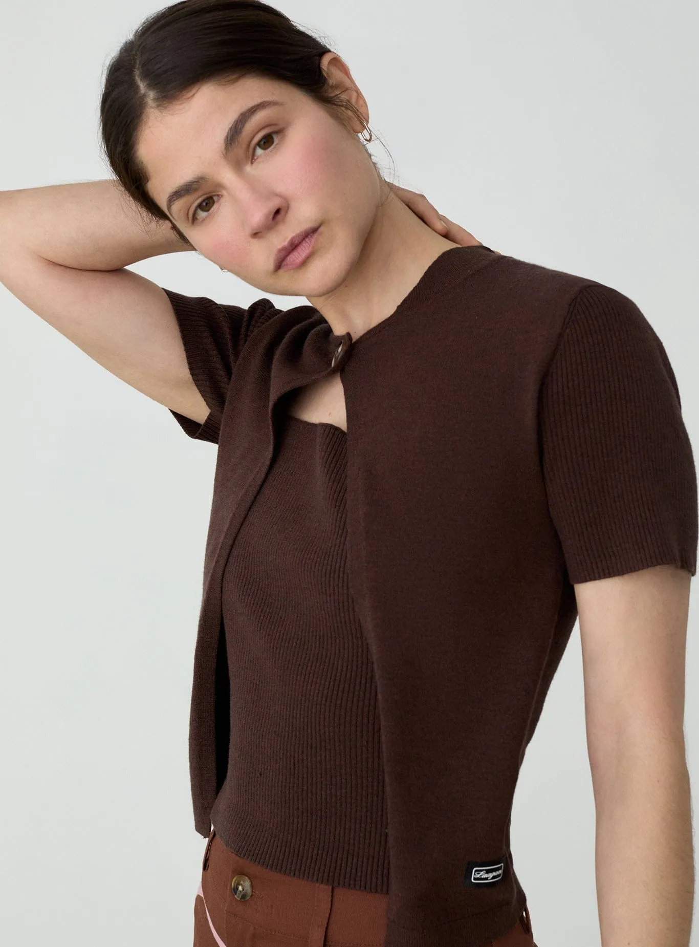 GALA BROWN KNITTED TOP sold by LAAGAM product image thumbnail 2