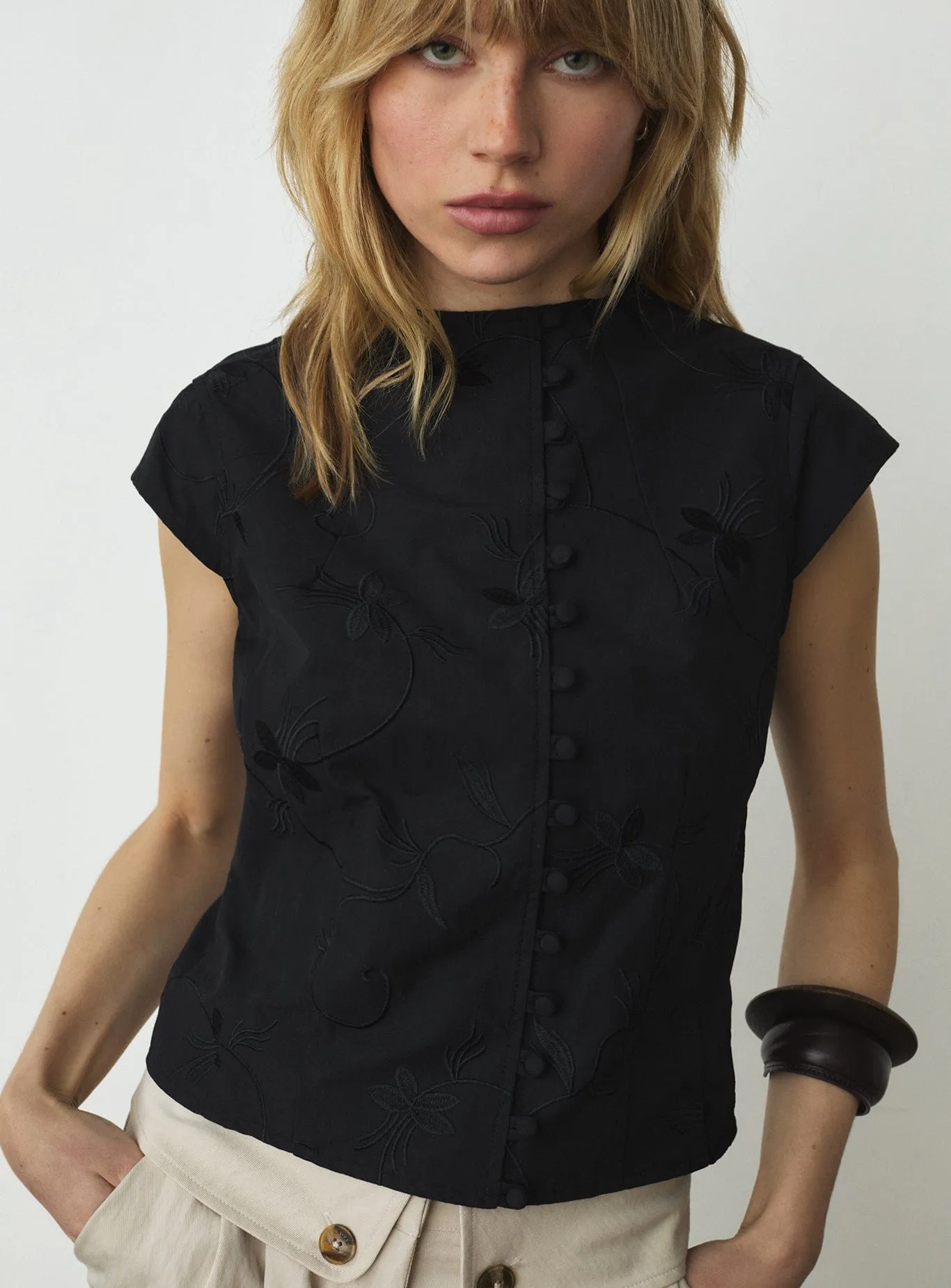 MELANI BLACK ASYMMETRIC BLOUSE sold by LAAGAM product image thumbnail 2