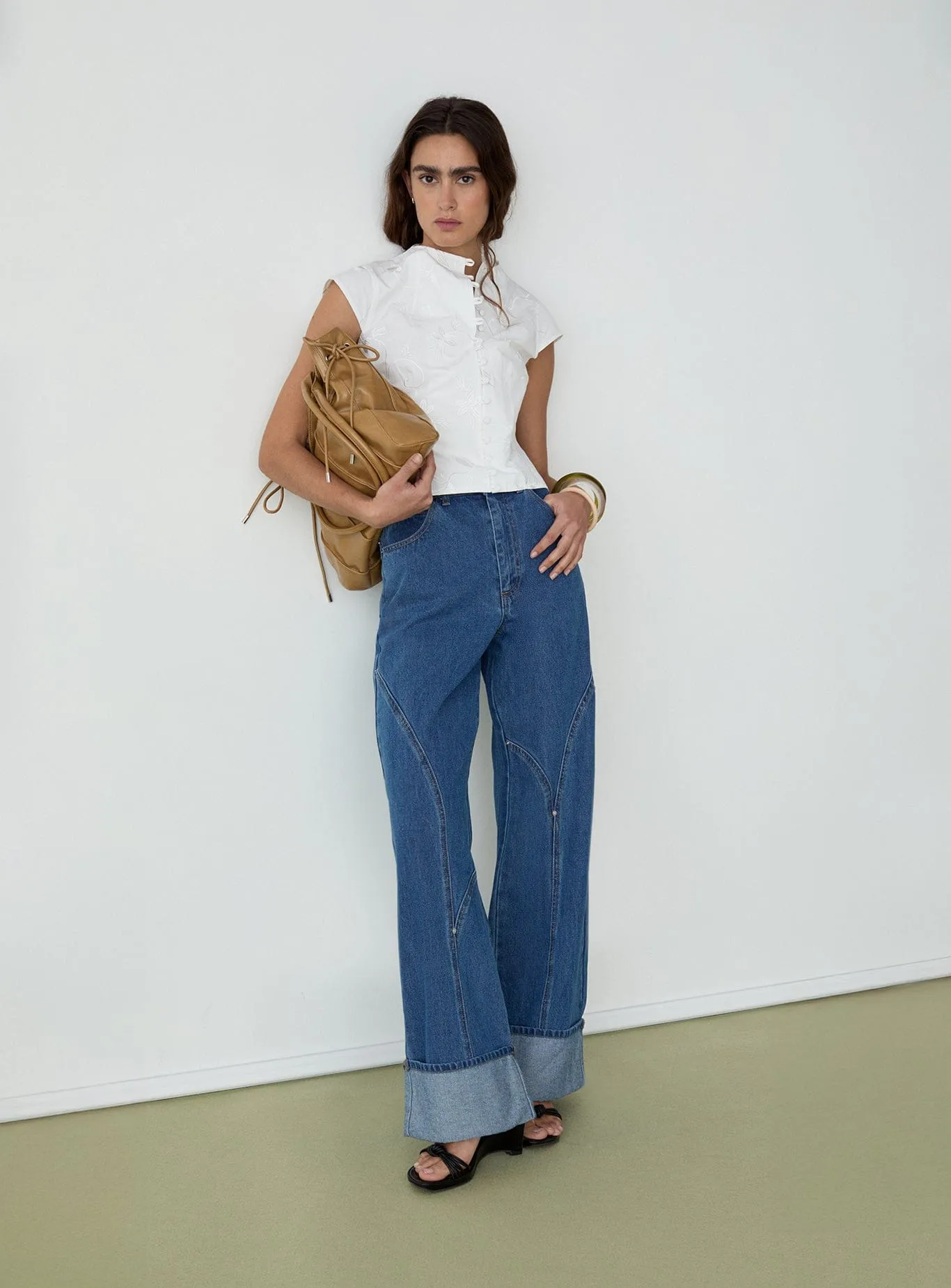 MELANI WHITE ASYMMETRIC BLOUSE sold by LAAGAM product image thumbnail 3