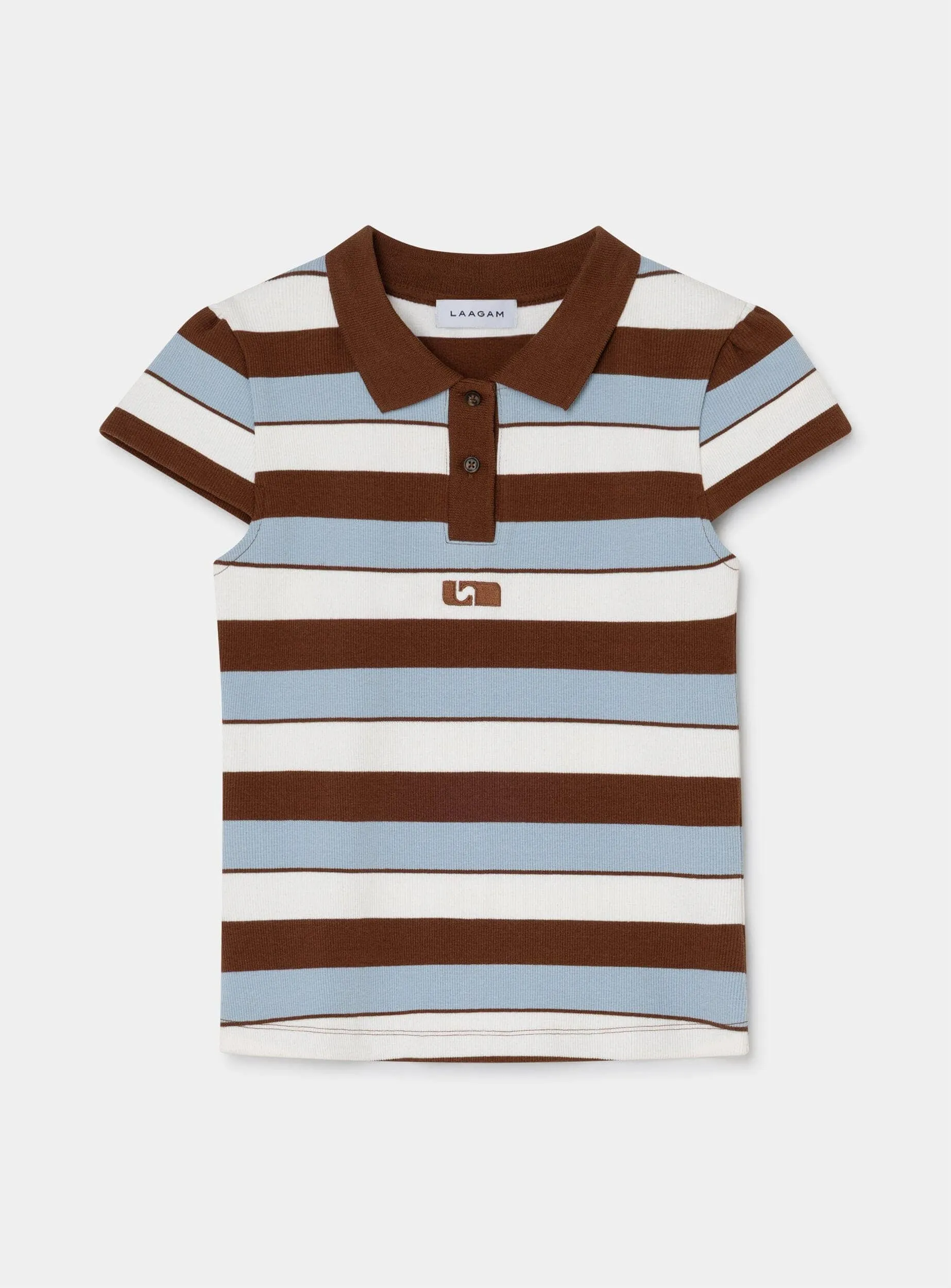 ERYA BLUE STRIPED POLO T-SHIRT sold by LAAGAM product image thumbnail 3