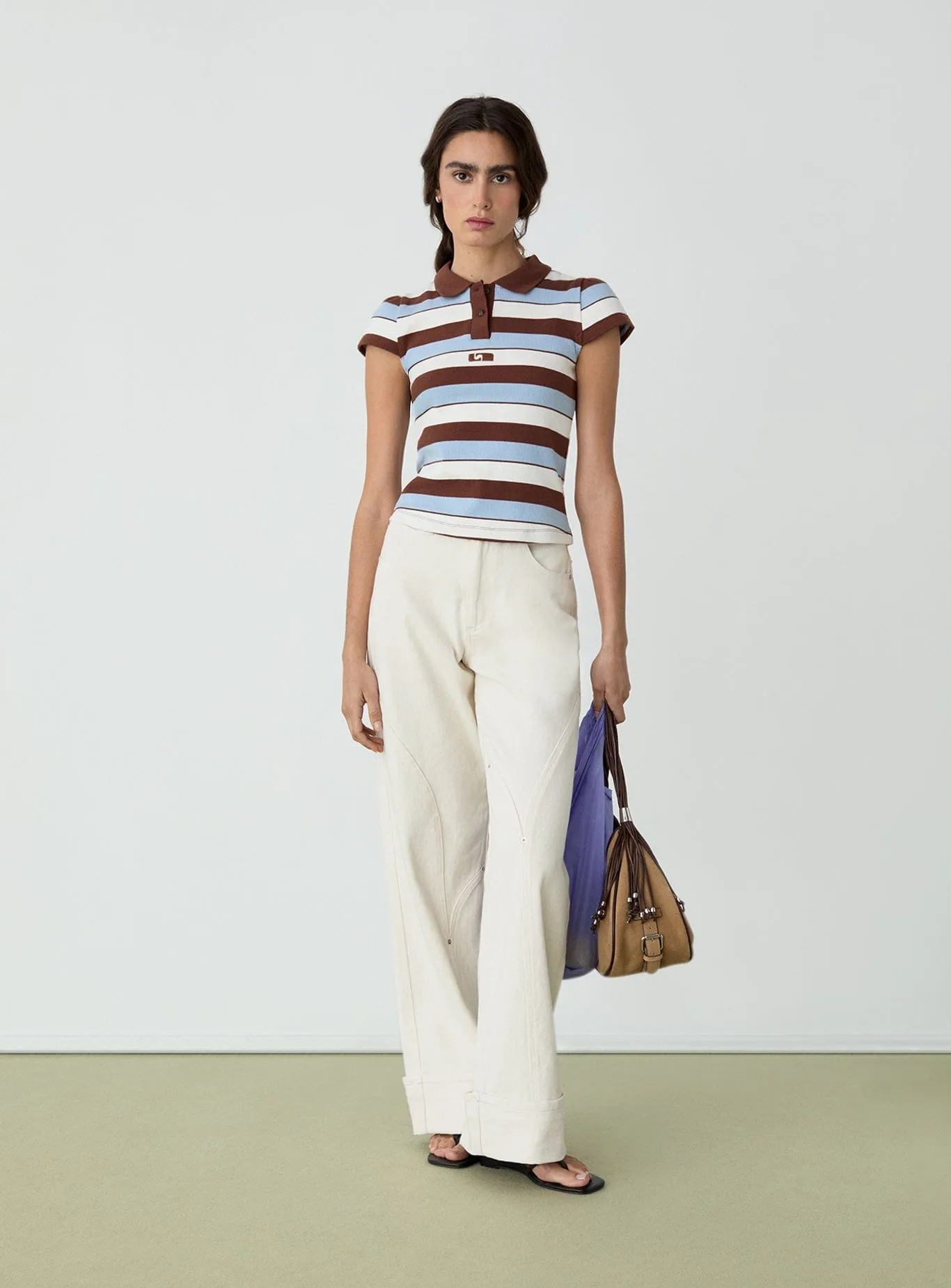 ERYA BLUE STRIPED POLO T-SHIRT sold by LAAGAM product image thumbnail 2
