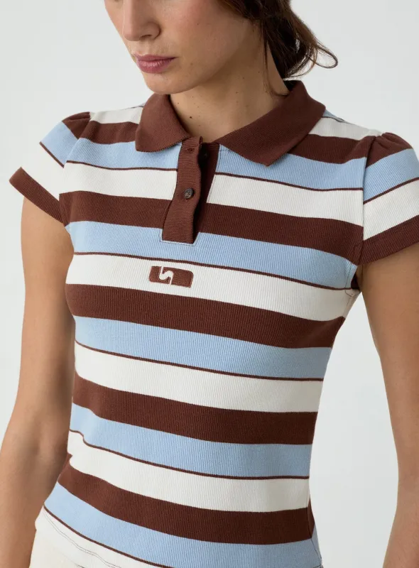 ERYA BLUE STRIPED POLO T-SHIRT made by LAAGAM