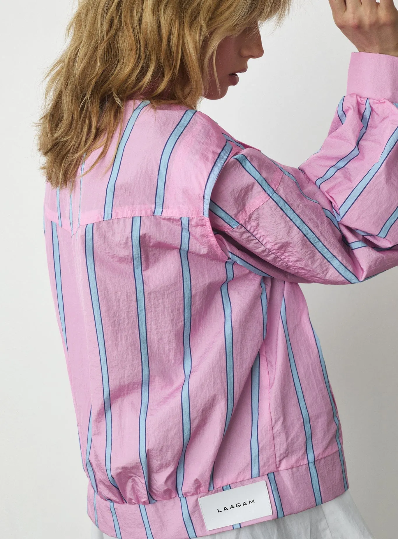 WATSON PINK STRIPED BOMBER JACKET sold by LAAGAM product image thumbnail 4