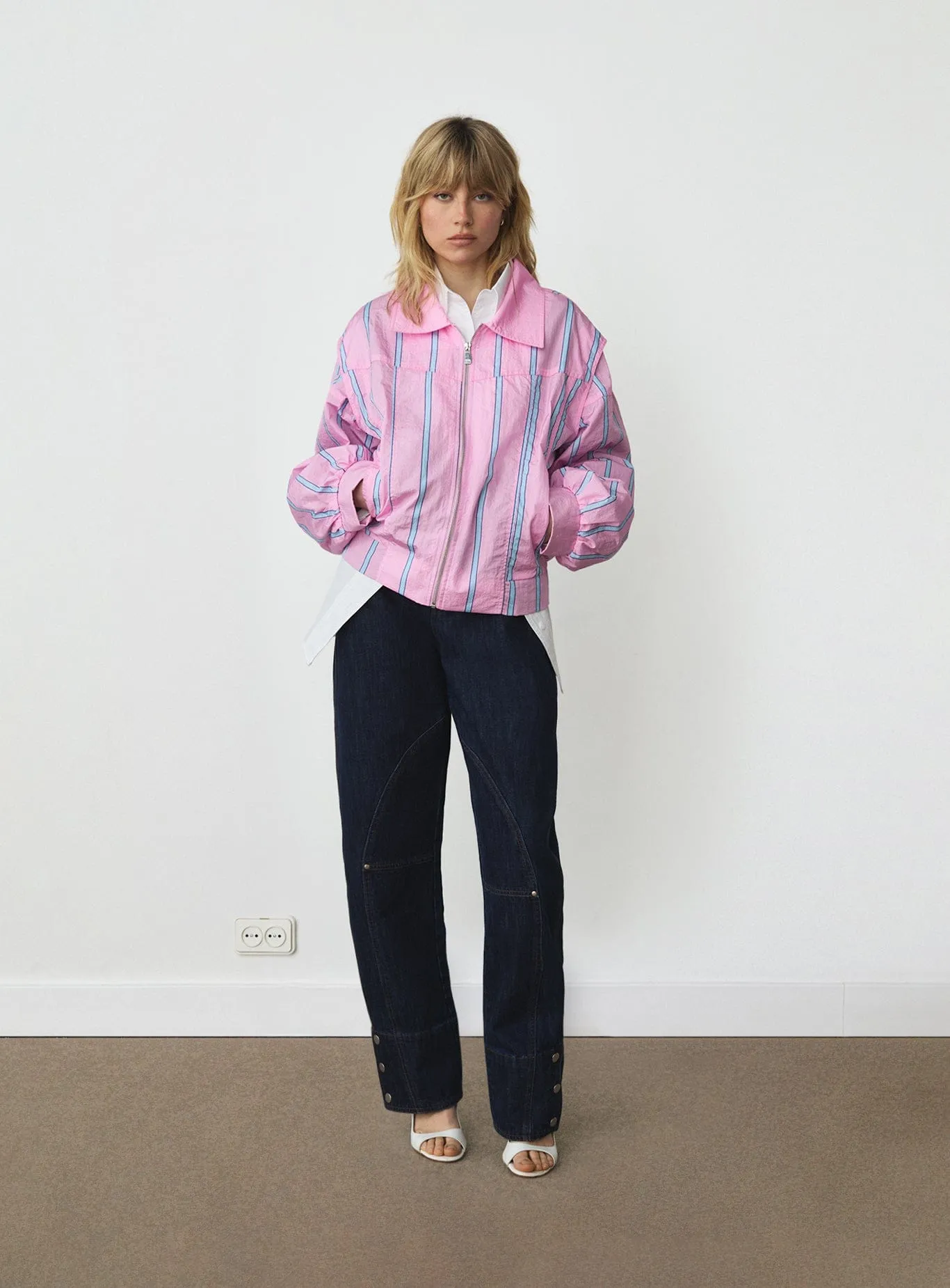 WATSON PINK STRIPED BOMBER JACKET sold by LAAGAM product image thumbnail 3