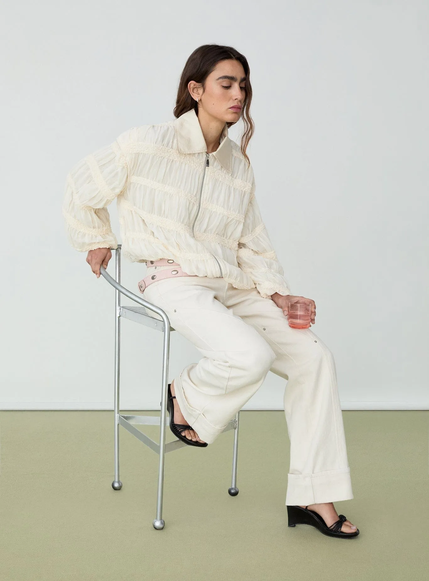 KIARA ECRU BOMBER JACKET sold by LAAGAM product image thumbnail 3