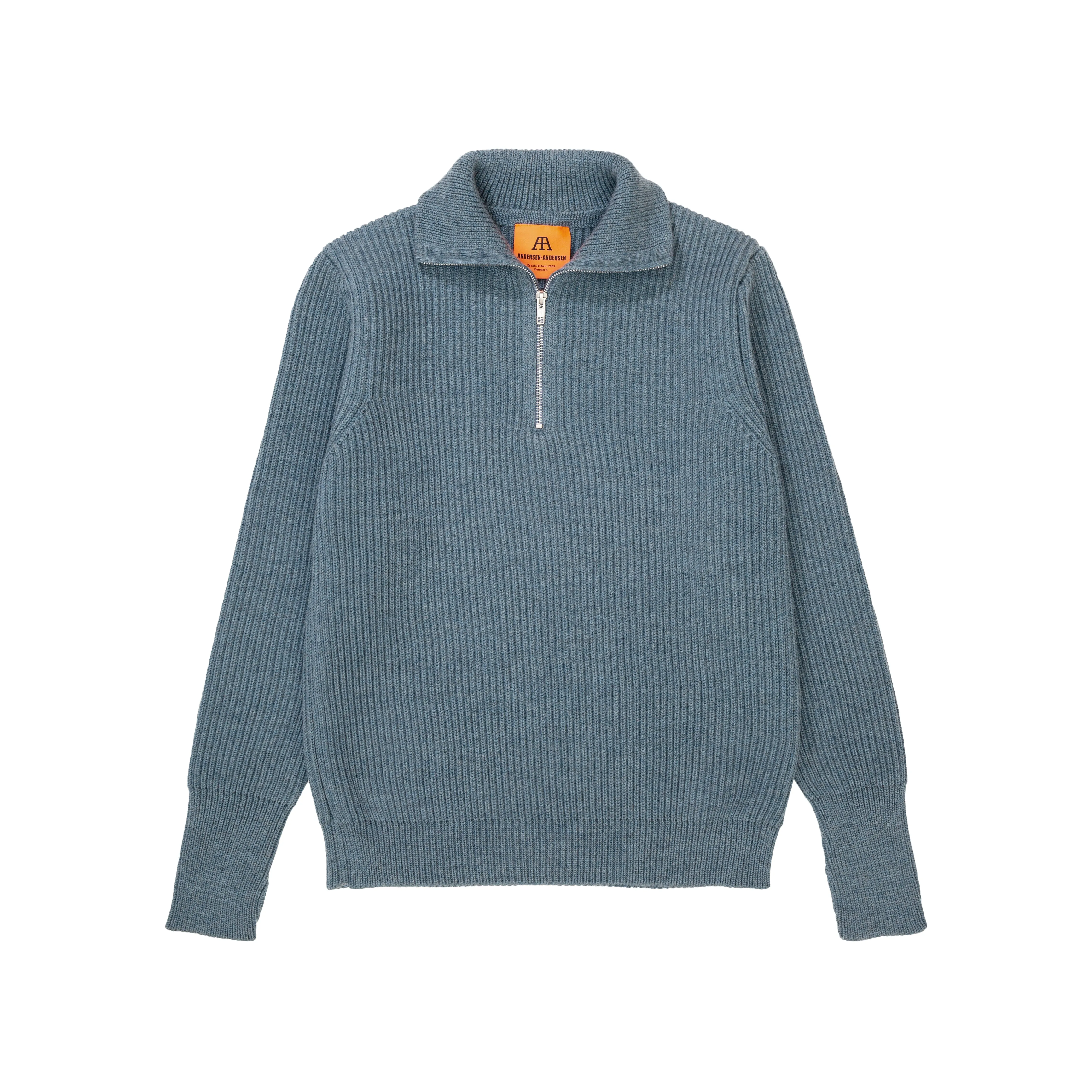 Navy Half-Zip Light Indigo sold by Andersen-Andersen