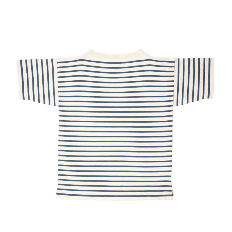 Boatsman Short Raw Cotton/Petroleum Stripe sold by Andersen-Andersen