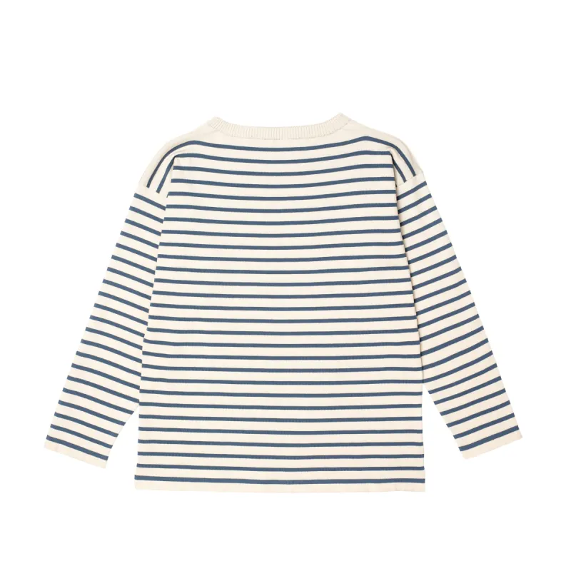 Boatsman Raw Cotton/Petroleum Stripe sold by Andersen-Andersen