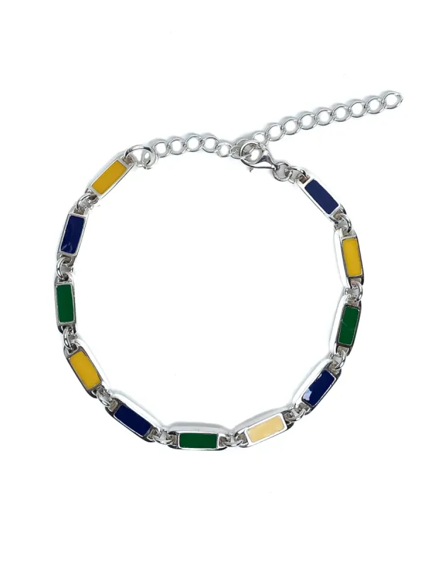 Poncho Bracelet (Silver 925/Navy/Yellow/Green) sold by MAPLE