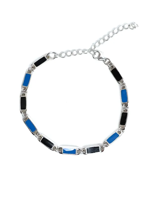 Poncho Bracelet (Silver 925/Black/Blue) sold by MAPLE