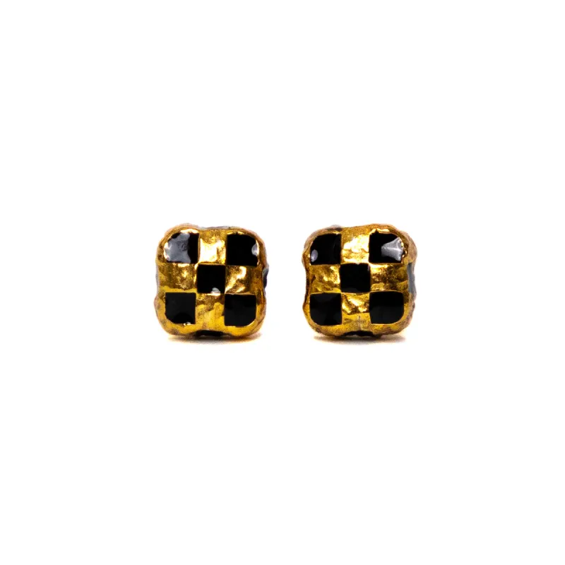 Davie Earrings 14K/Black Resin sold by MAPLE