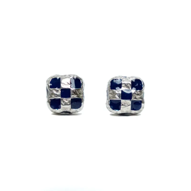 Davie Earrings Silver/Navy Resin sold by MAPLE
