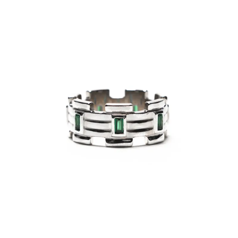 Lui Link Stone Ring (Silver/Emerald) sold by MAPLE