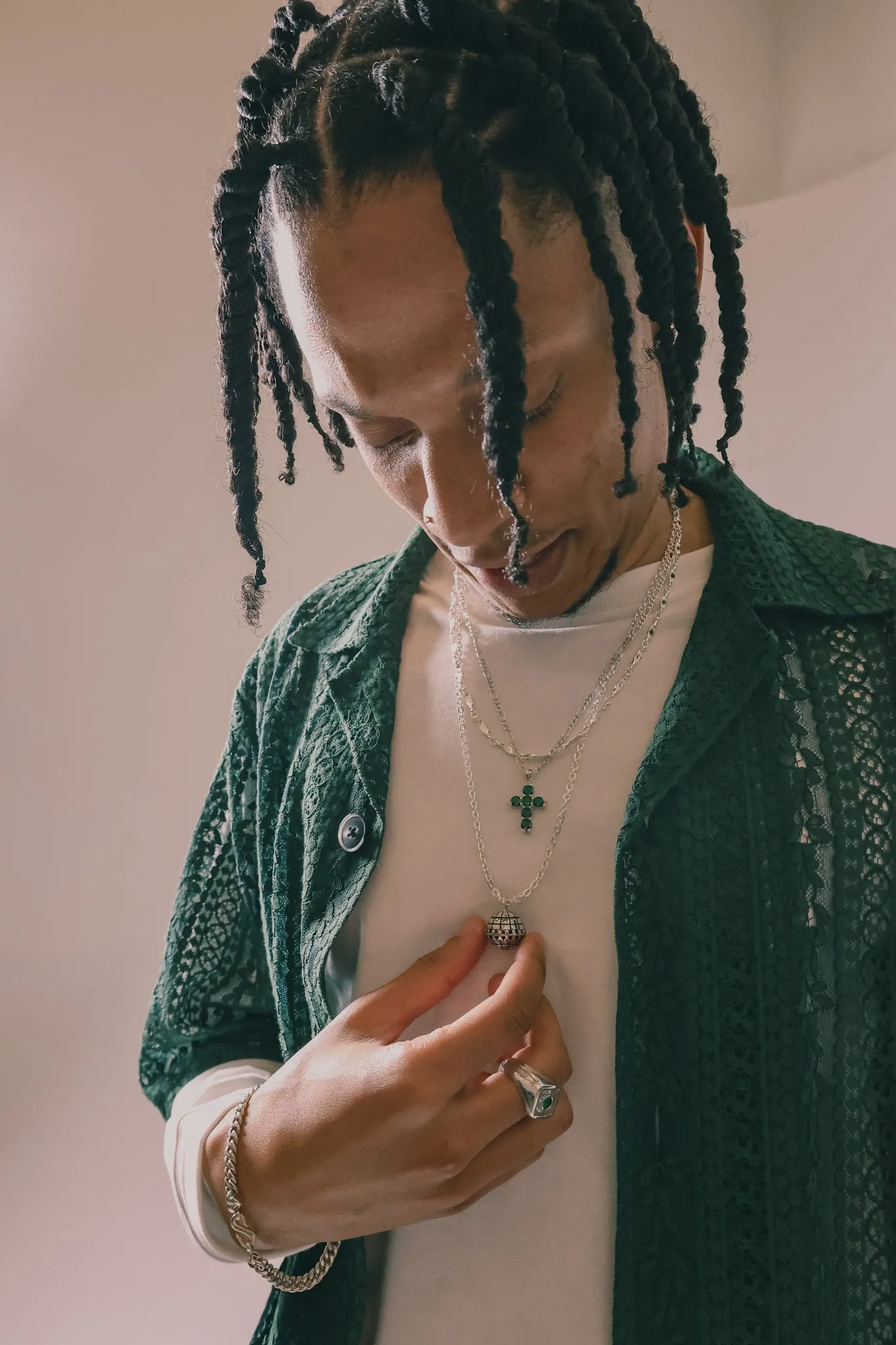 Cross Chain (Silver 925/Emerald) sold by MAPLE product image thumbnail 4