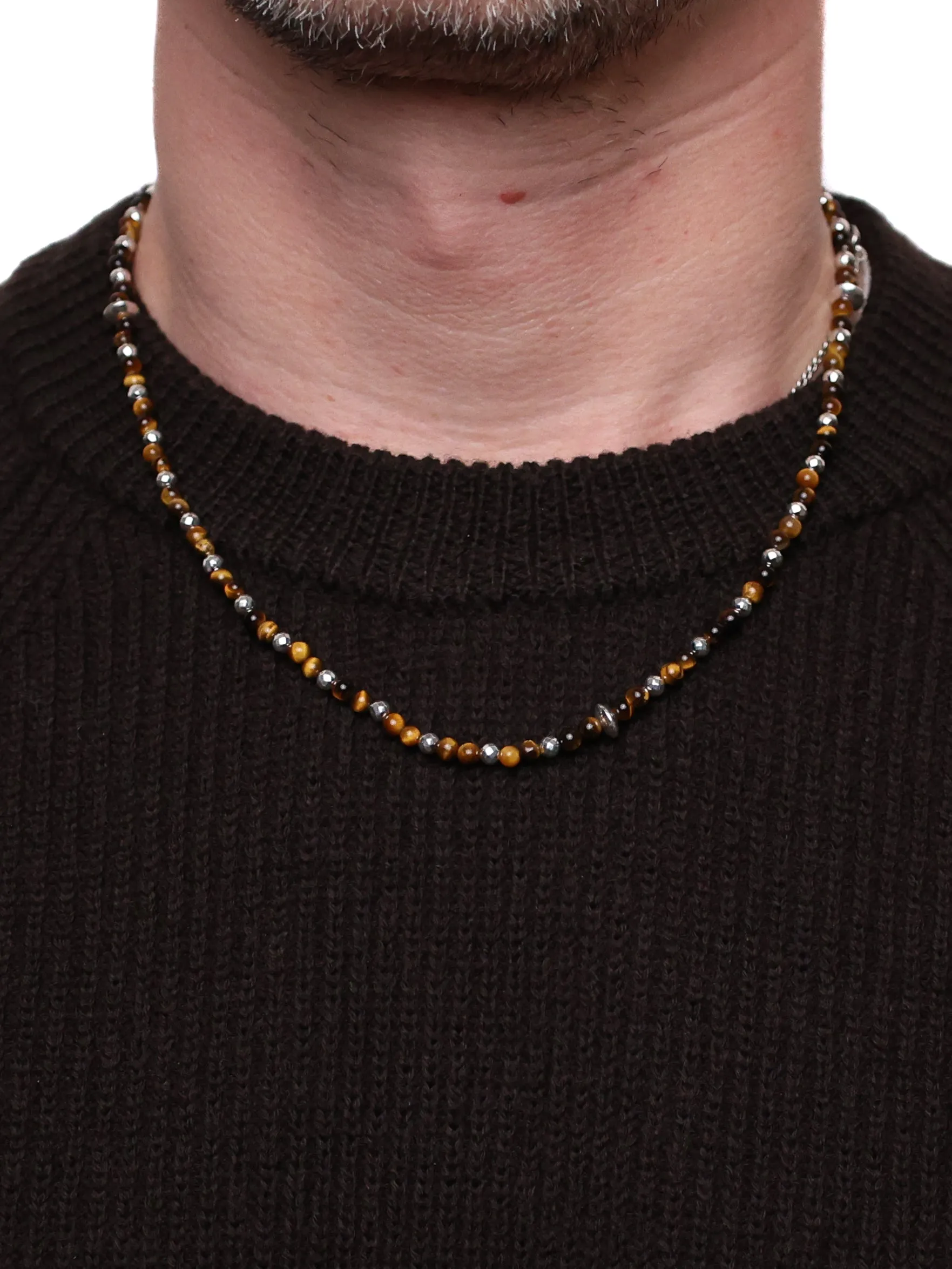Madina Beaded Necklace (Silver 925/Tiger Eye) sold by MAPLE product image thumbnail 2