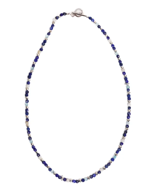 Madina Beaded Necklace (Silver 925/Navy) made by MAPLE