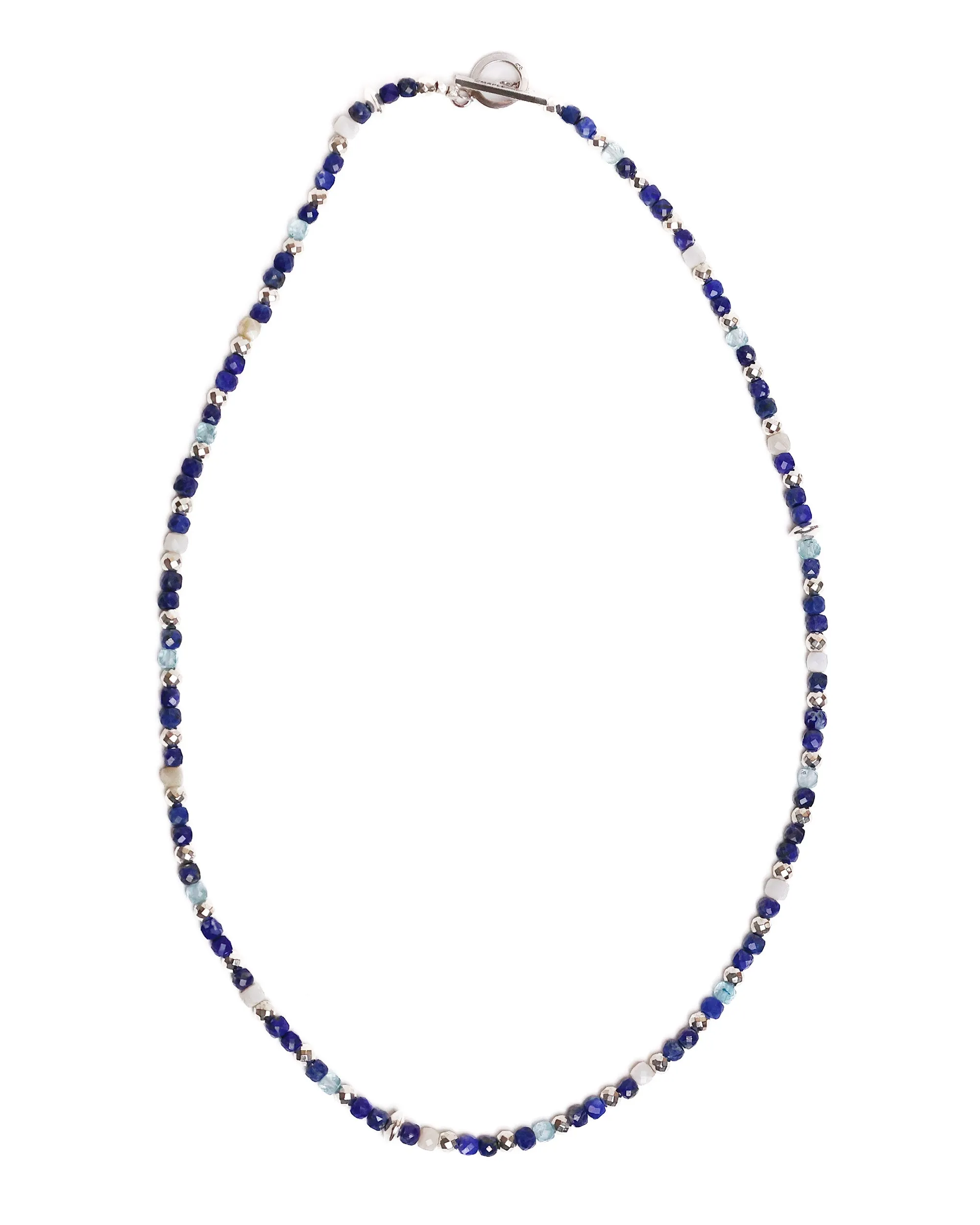Madina Beaded Necklace (Silver 925/Navy) sold by MAPLE