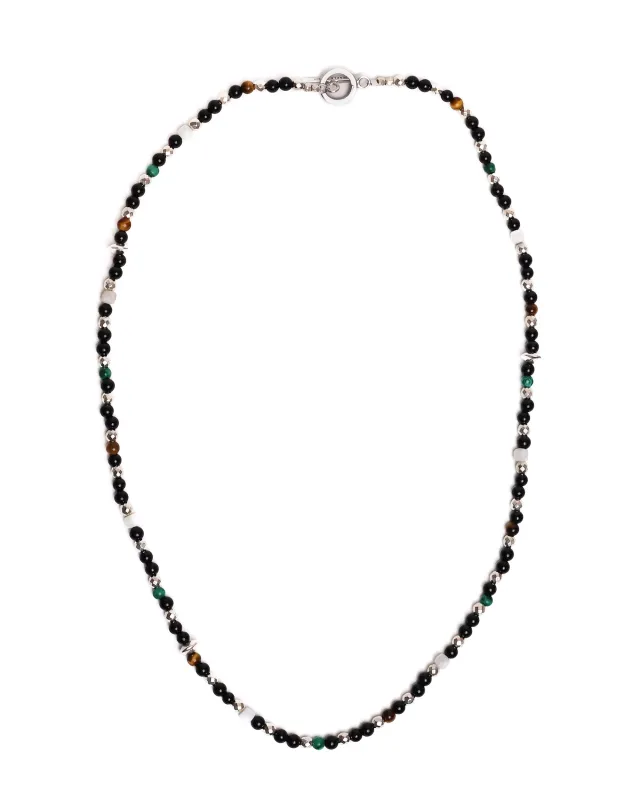 Madina Beaded Necklace (Silver 925/Black) made by MAPLE