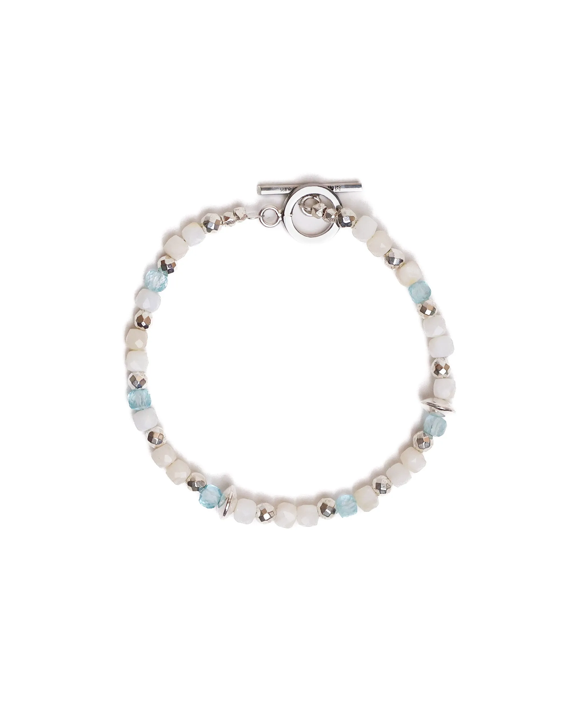 Madina Beaded Bracelet Silver 925/Off White sold by MAPLE