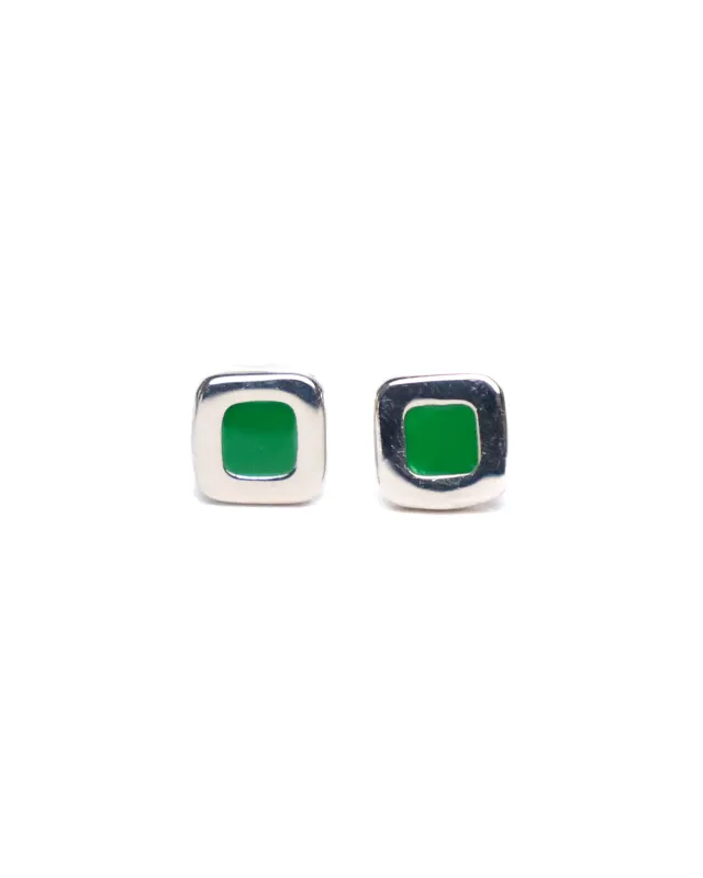 Sylvester Stud Earrings (Silver 925/Green Resin) made by MAPLE
