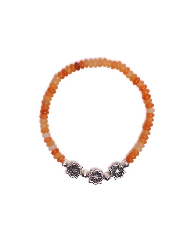 Rose Star Beaded Bracelet (Silver 925/Orange Agate) made by MAPLE