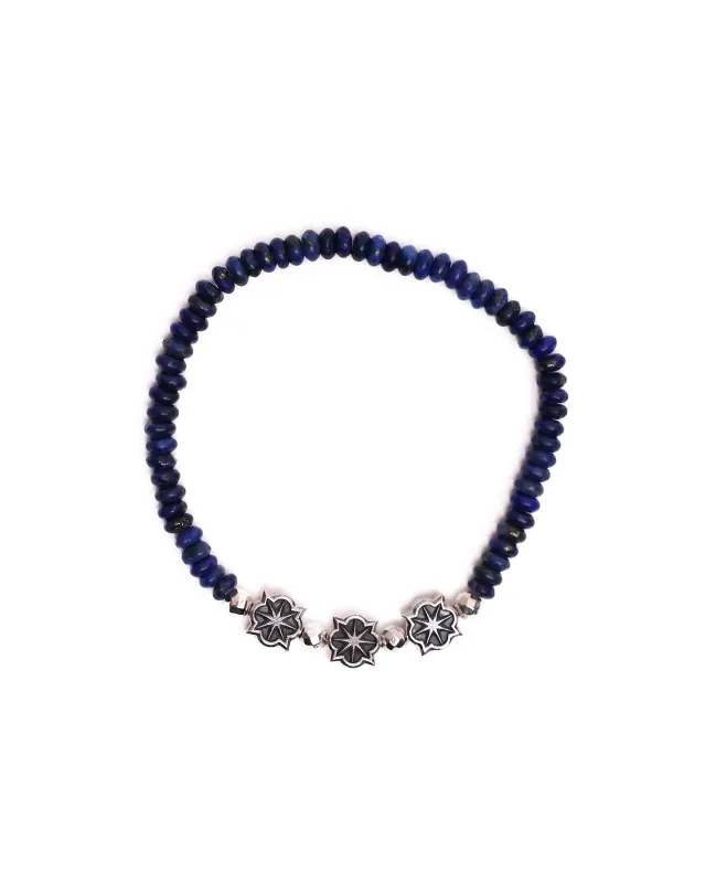Rose Star Beaded Bracelet (Silver 925/Blue Lapis) made by MAPLE