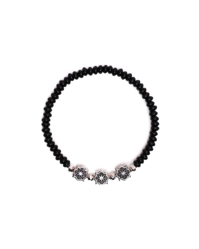 Rose Star Beaded Bracelet (Silver 925/Black Onyx) made by MAPLE