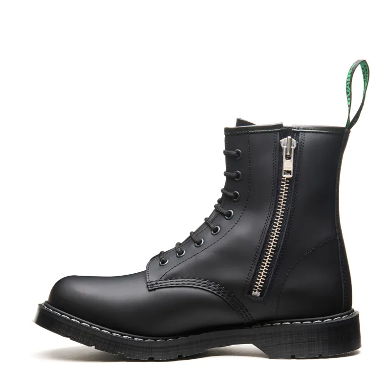 Black Greasy 8 Eye Zip Derby Boot sold by Solovair