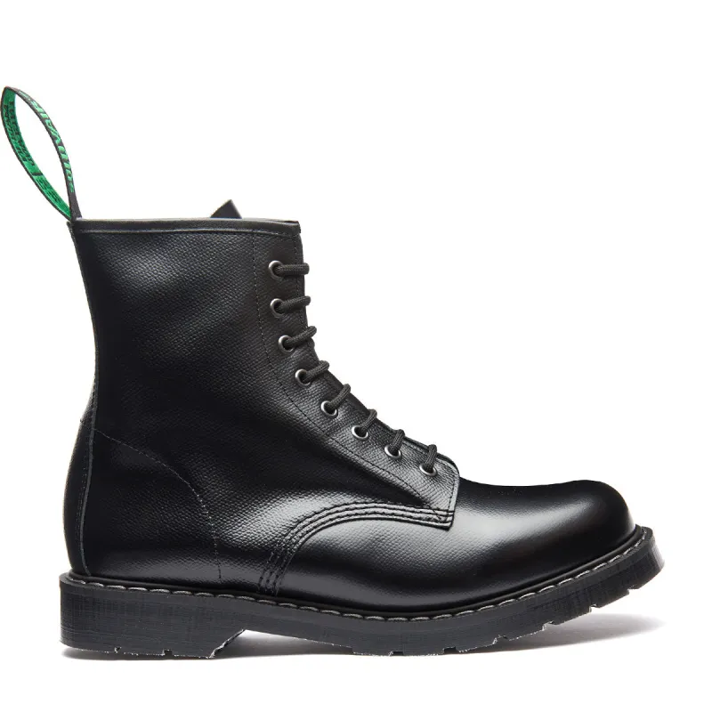 Black Hi-Shine Grain 8 Eye Derby Boot sold by Solovair