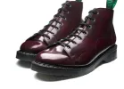 Cherry Red Rub-Off Vegan Hi-Shine Monkey Boot sold by Solovair