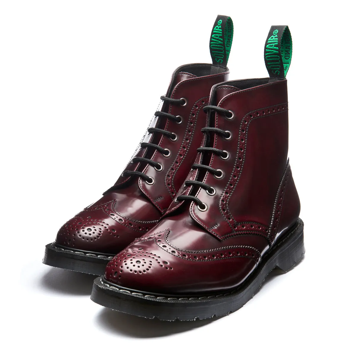 Cherry Red Rub Off Vegan 6 Eye Derby Brogue Boot sold by Solovair product image thumbnail 3