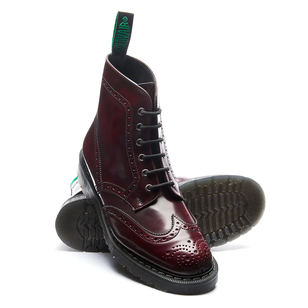 Cherry Red Rub Off Vegan 6 Eye Derby Brogue Boot sold by Solovair product image thumbnail 2