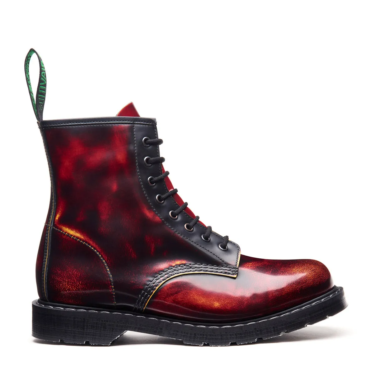 Flame Rub-Off 8 Eye Derby Boot sold by Solovair