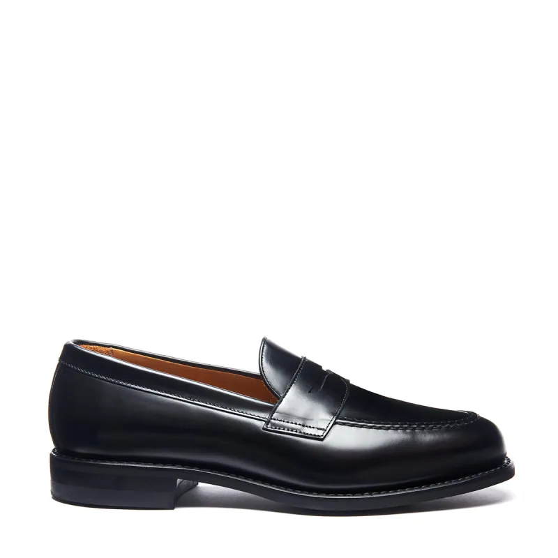 Black Hi Shine Penny Loafer made by Solovair