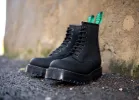 Black Greasy 8 Eye Zipped Platform Derby Boot sold by Solovair