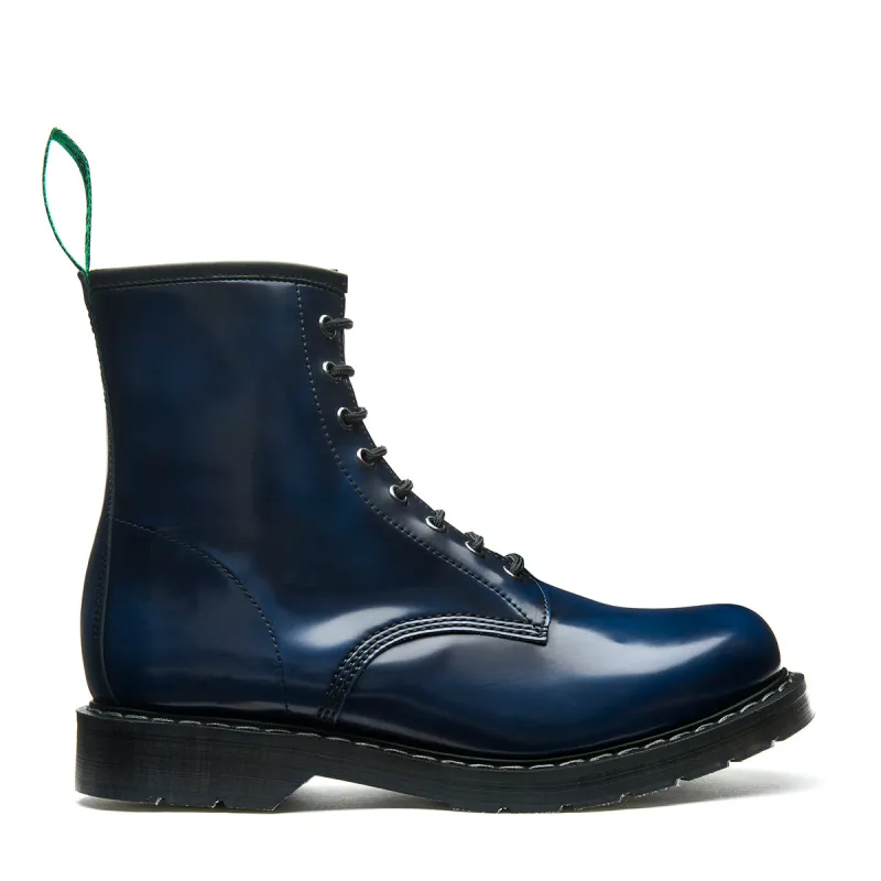 Navy Rub-Off Vegan 8 Eye Derby Boot made by Solovair