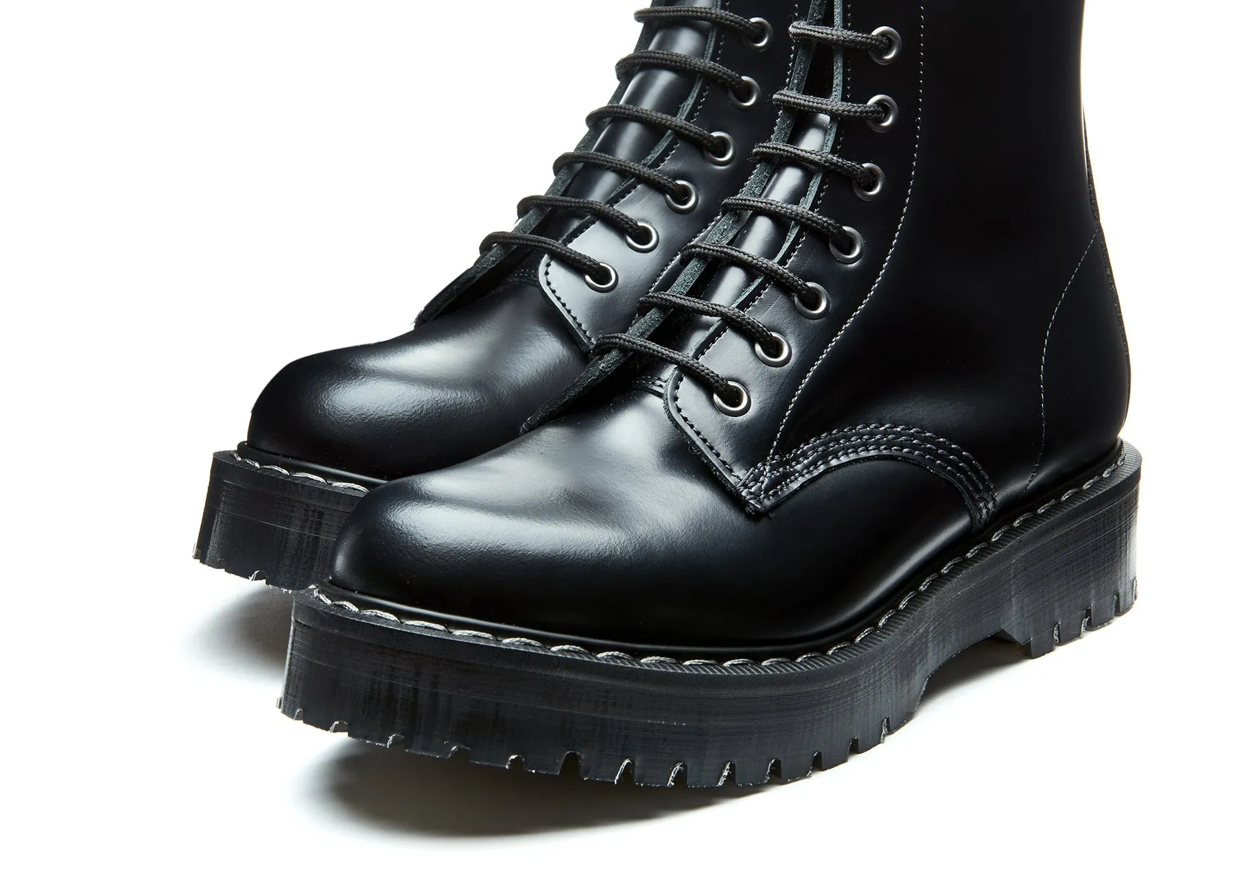 Black Hi-Shine 8 Eye Zipped Platform Derby Boot sold by Solovair product image thumbnail 4