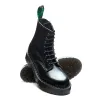 Black Hi-Shine 8 Eye Zipped Platform Derby Boot sold by Solovair