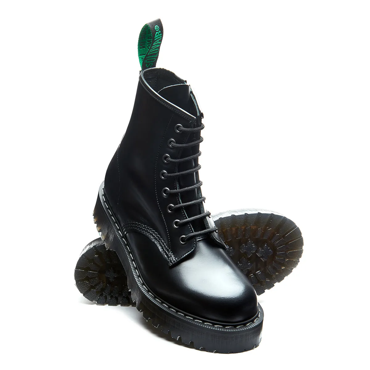 Black Hi-Shine 8 Eye Zipped Platform Derby Boot sold by Solovair product image thumbnail 3