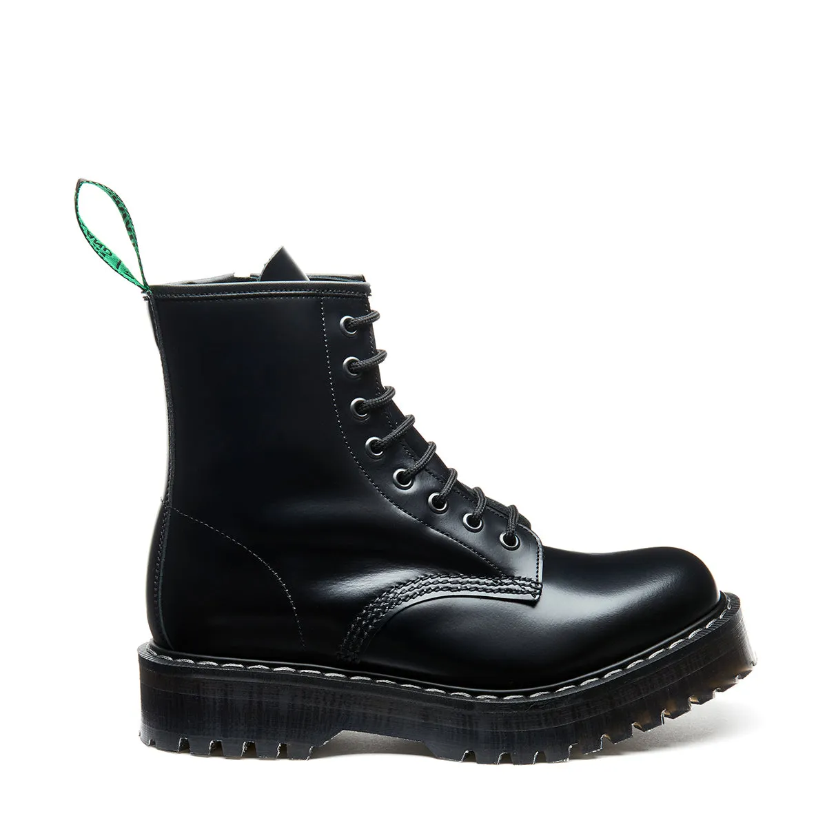 Black Hi-Shine 8 Eye Zipped Platform Derby Boot sold by Solovair product image thumbnail 2