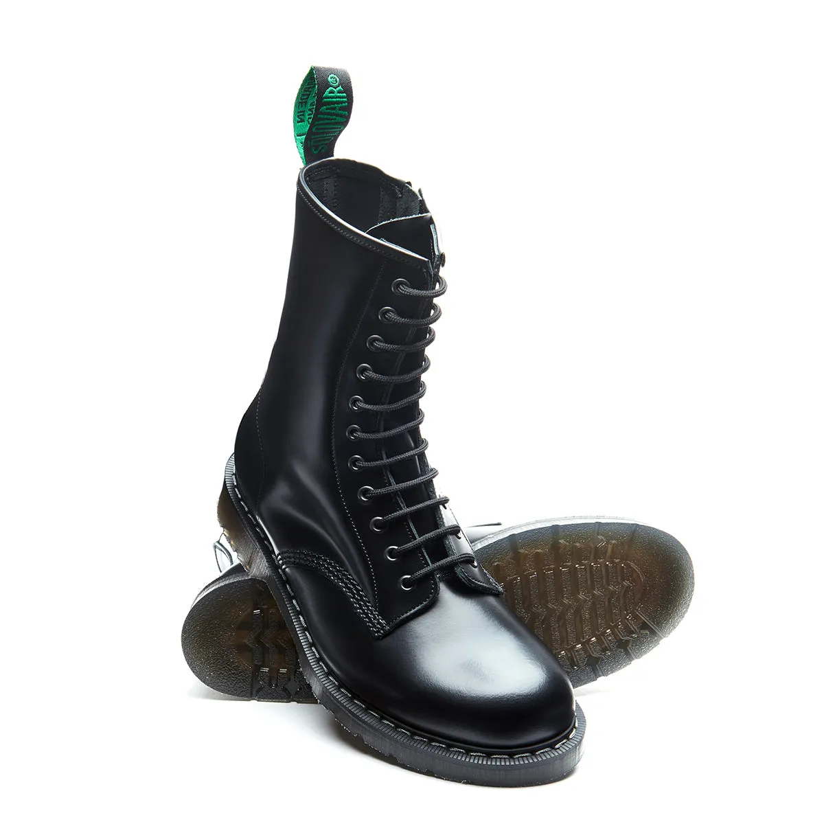 Black Hi-Shine 11 Eye Zip Derby Boot sold by Solovair product image thumbnail 3