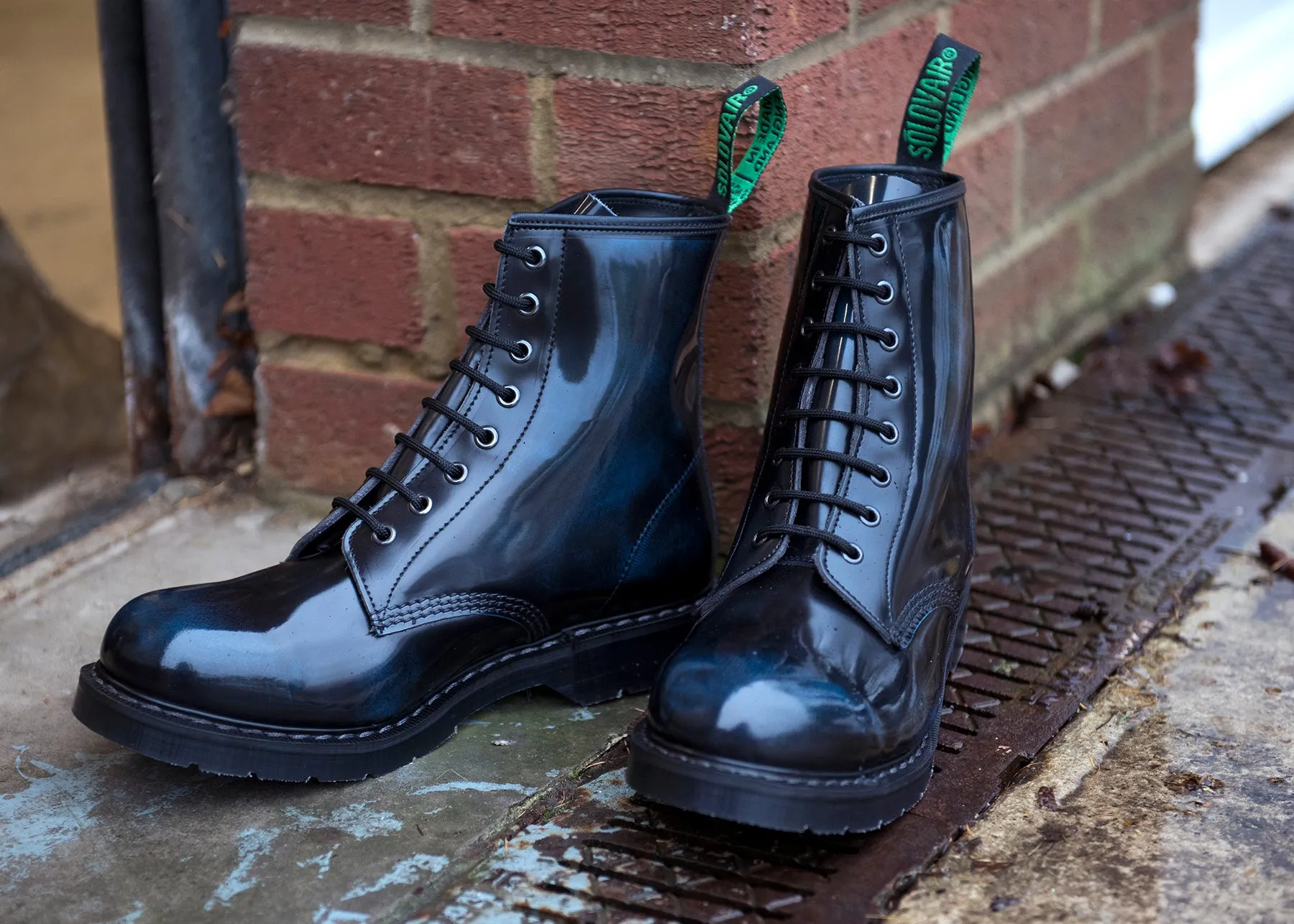 Navy Rub-Off 8 Eye Derby Boot sold by Solovair product image thumbnail 5