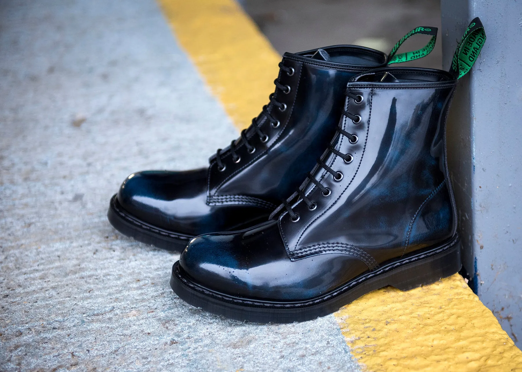 Navy Rub-Off 8 Eye Derby Boot sold by Solovair product image thumbnail 4