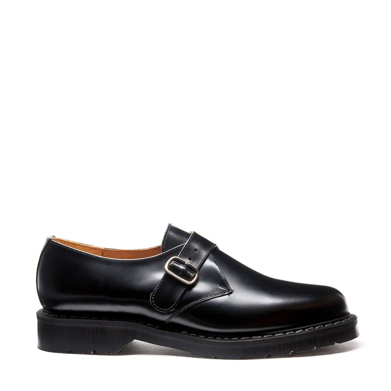 Black Hi-Shine Single Buckle Monk Shoe sold by Solovair